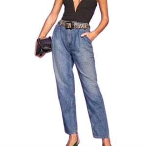Reformation Baldwin Pleated Cropped Ankle Denim Wash Comoro Tapered Jeans Sz 26